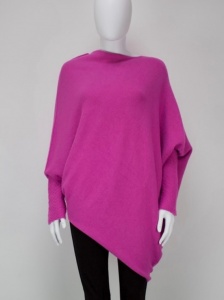 Asymmetric Fine Knit jumper - Magenta